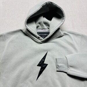 Bruce Bolt Hoodie Mens L Gym Lightening Baseball Pullover USA Gray READ‎